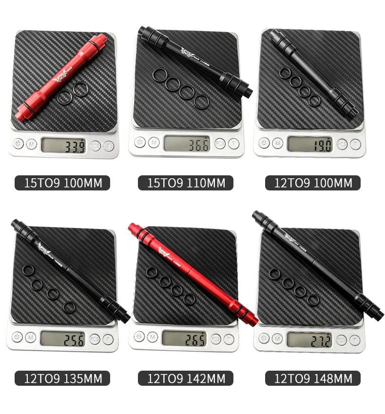 25023 MUQZI 12/15 to 9mm Bicycle Front Rear Wheel Thru Axle to Quick Release Skewer Conversion MTB Bike Hub Axle Adapter