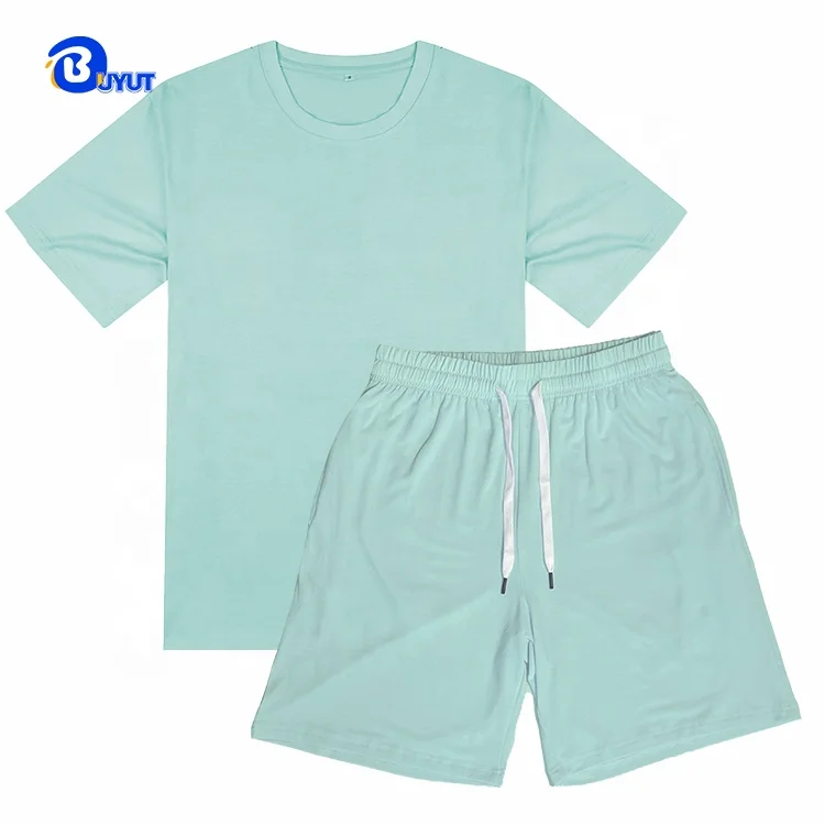 US unisex kids Blank Sublimation tee and short in a set DTF silk screen printing LOGO children tshirts and pants clothing sets