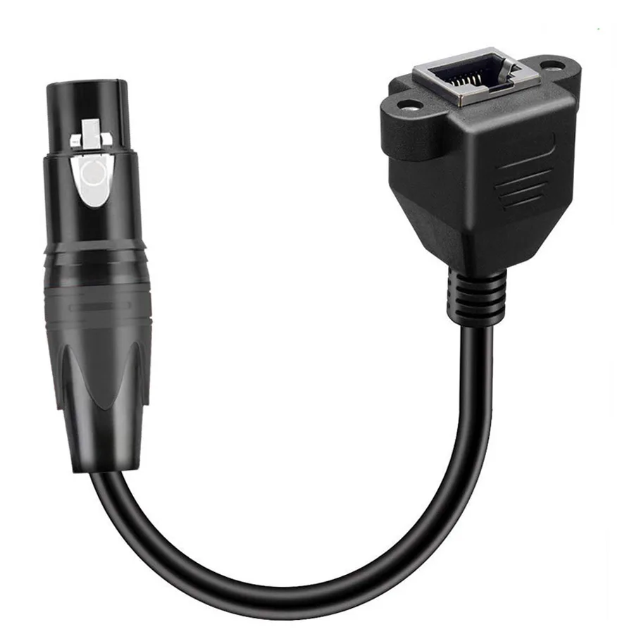 3Pins XLR female Line Switch Network Port Audio Converter to RJ45 Connect Microphone Stage Light Signal Transmission DMX cable