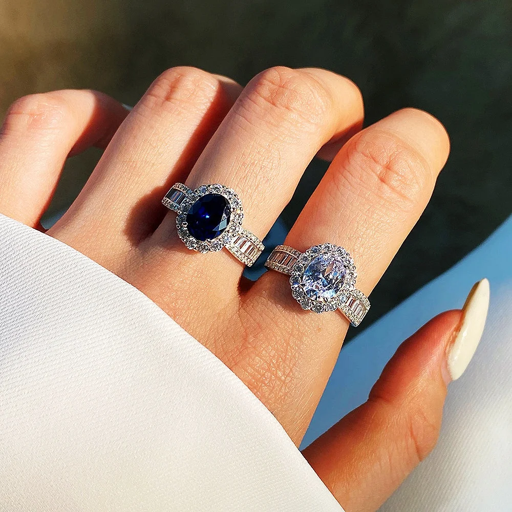 YINSAKI 14K 18K Gold Plated Rhodium Plated Zircon Wedding Ring Engagement Ring 925 Sterling Silver Zircon Ice Out Bridal  Ring