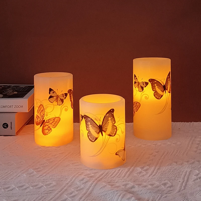 SET 3 Wholesale Led Candle Light  Battery Operated Electric Flameless Bright Plastic  Candles LED Light