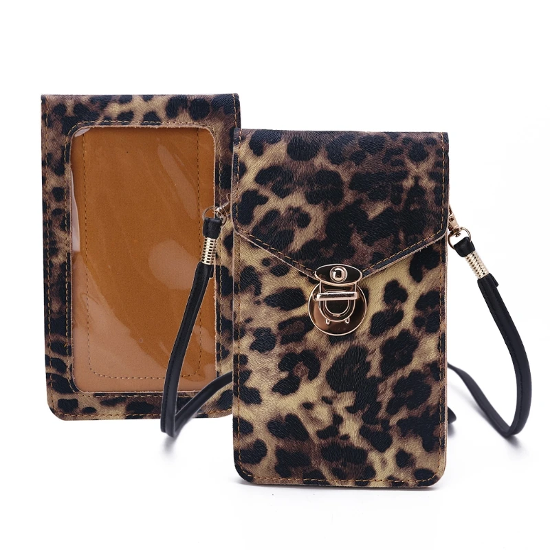 
Crossbody Cell Phone Pouch Purse PU Leather Shoulder Bag with Touch Screen Window 