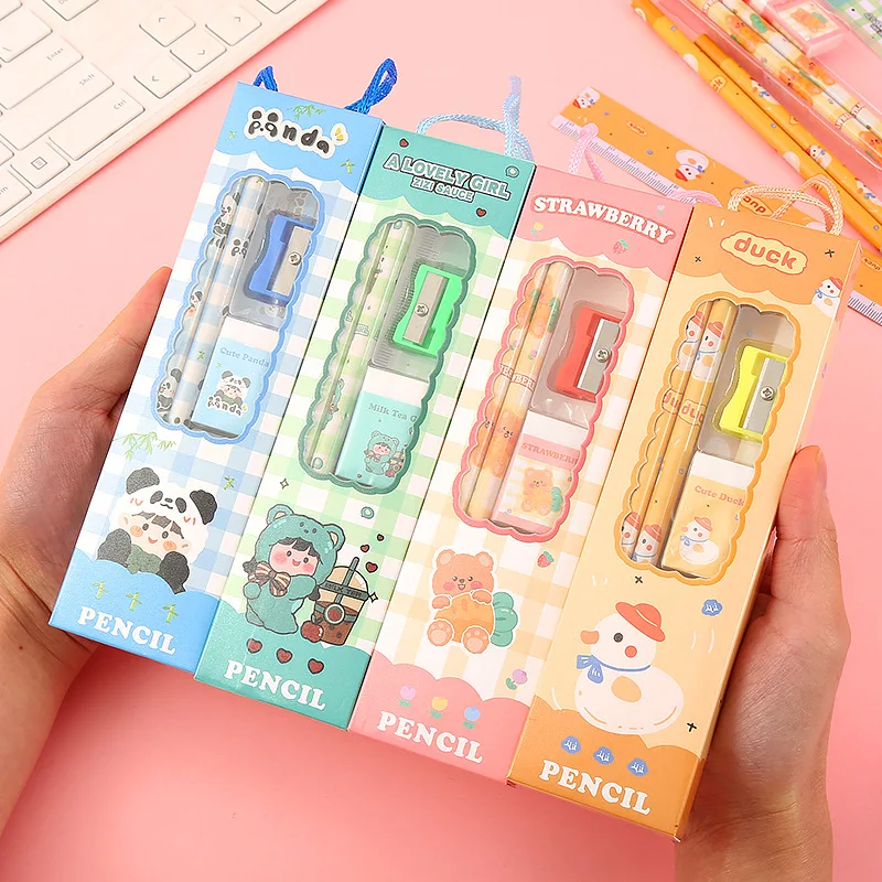 Five Piece Stationery Set Children Birthday Gift Cute Set Items Wholesale Supplies Product Office Stationary Kids Set