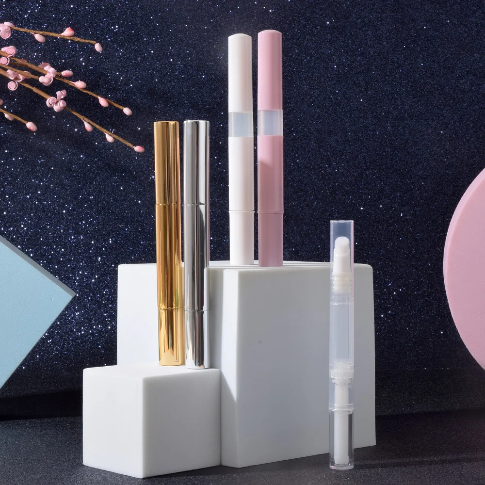 3ml Twist Pens Empty Nail Oil Pen With Brush Tip Cosmetic Lip Gloss Tube Container Applicators Refillable Travel Empty Bottle