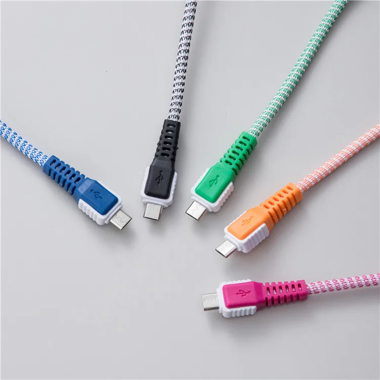  Дешевый нейлоновый Плетеный прочный кабель передачи данных 2A micro usb для быстрой зарядки