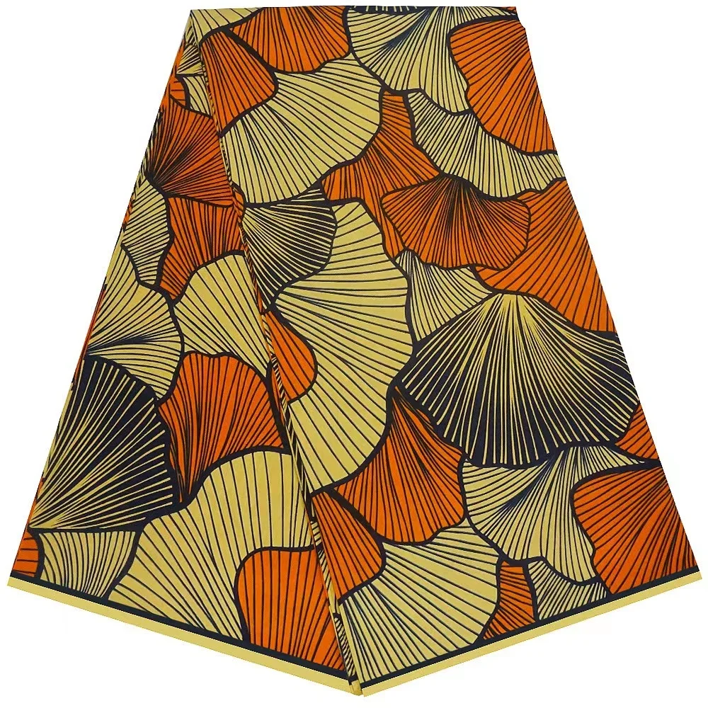 Wholesale Orange Brown Ankara Headwrap dress fabric 6 YARNS