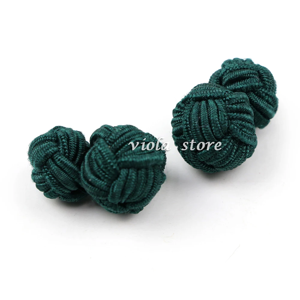 Solid Colorful Stretch Rope Silk Knot Cufflinks Hand-Woven Simple Navy Pink Cuffs Men Bar Party Club Daily Sleeve Accessory Gift