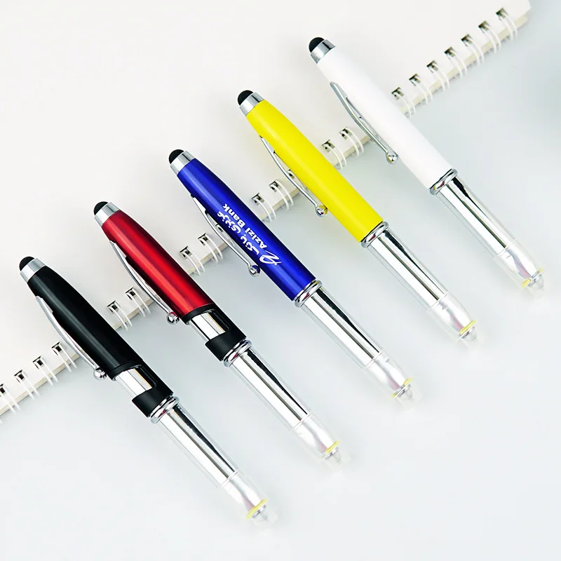 4 in 1 Led Light Screen Touch Stylus Pen, Multifunctional Twist Action Metal Barrel Ballpoint Pens