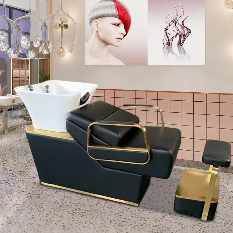 Customized Hair Salon Furniture Electric Beauty Salon Hair Shampoo Massage Washing Chair with Bowl