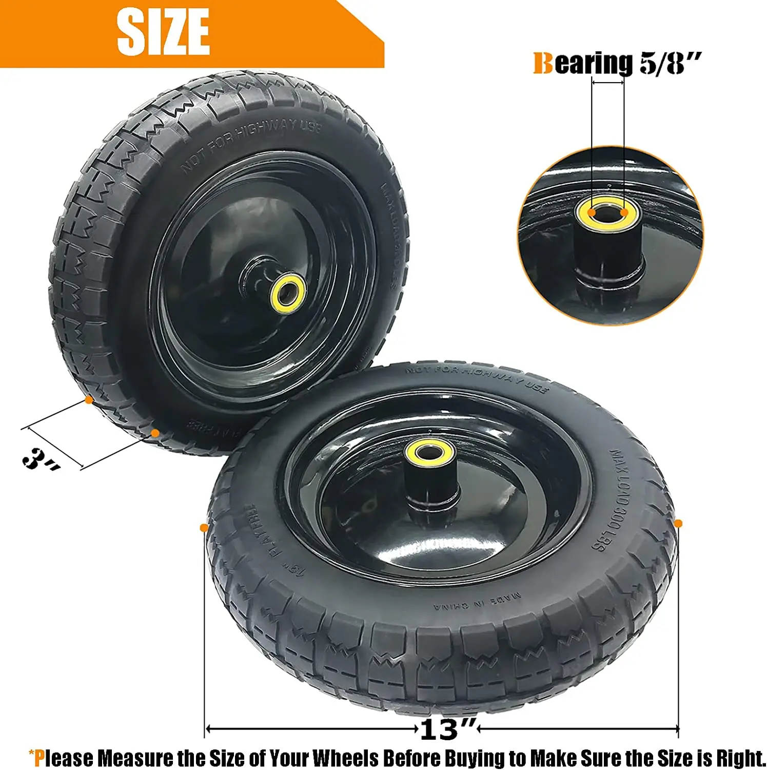 HKT1014 Wholesale Wheels Speed Skates Pu Flat Free Solid Tire Gorrilla Carts Replacement