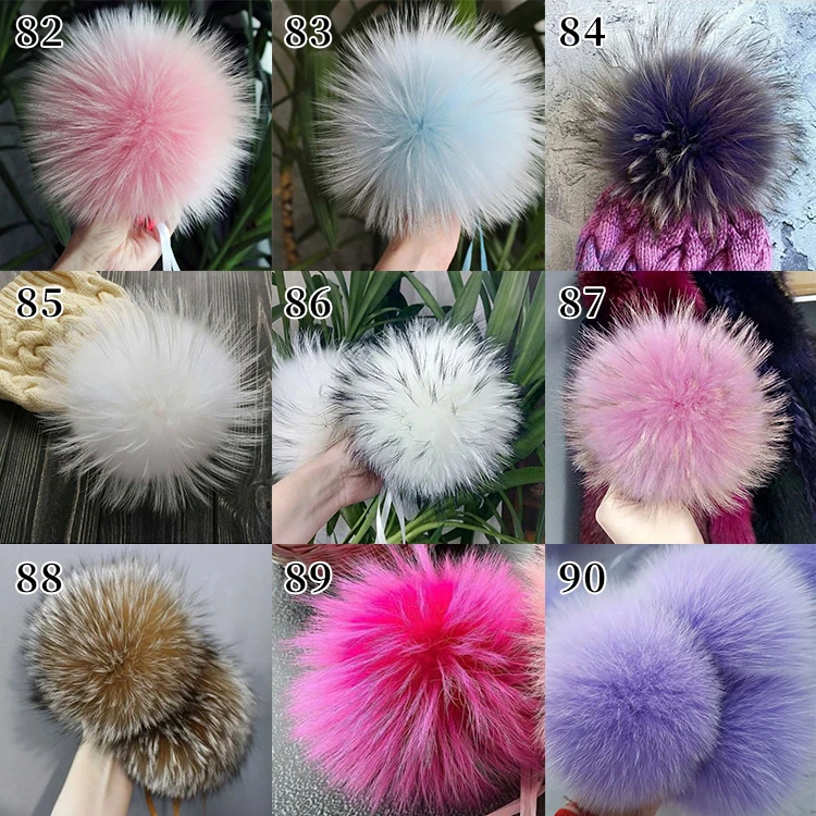 raccoon fox rabbit real fur pom pom balls with snap for scarf and key chain