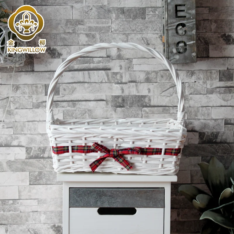 Kingwillow handmade woven woodchip basket wicker gift baskets hamper with handles set of 3