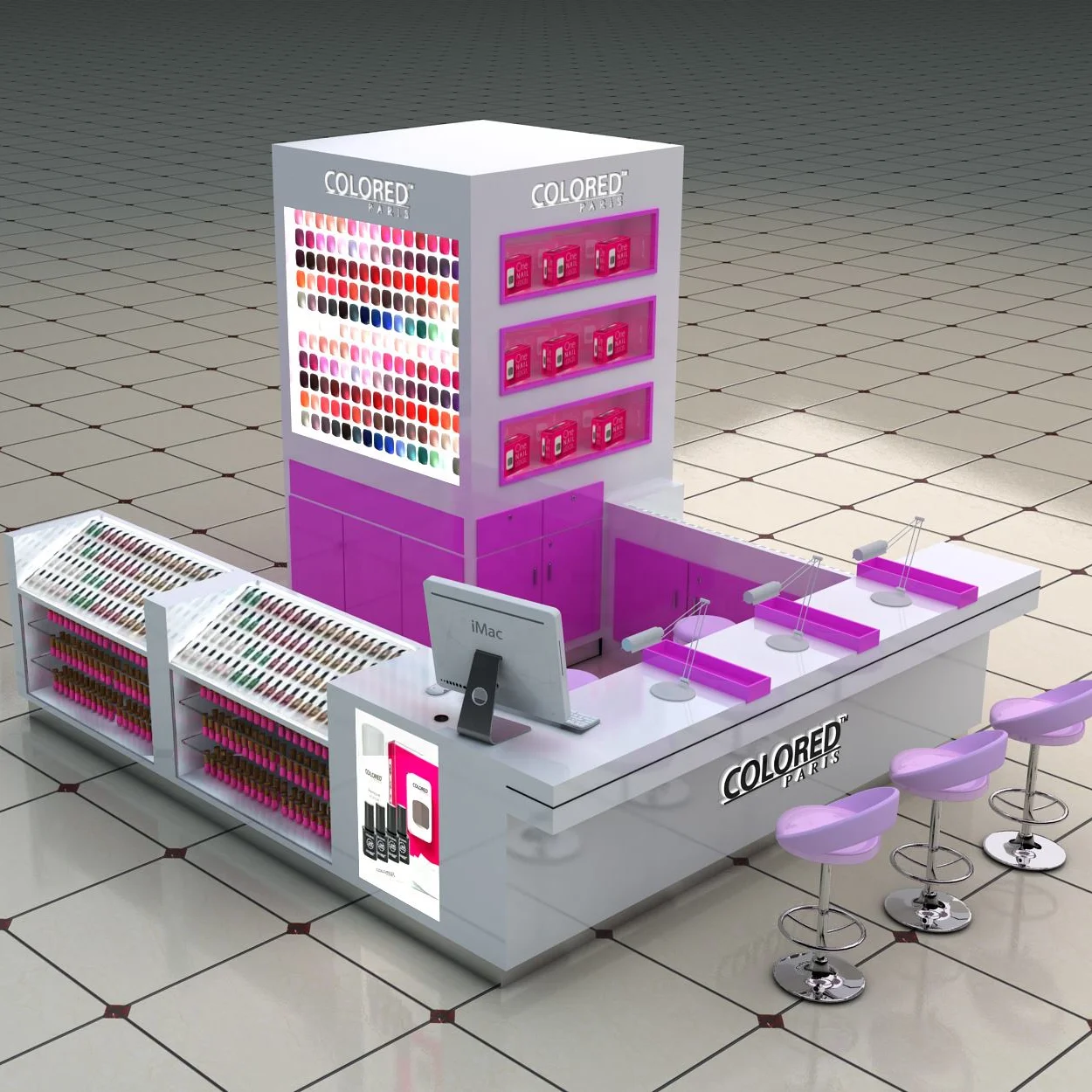 Pioneer Trendy Nail Salon Furniture Mall Nail Bar Kiosk For Manicure