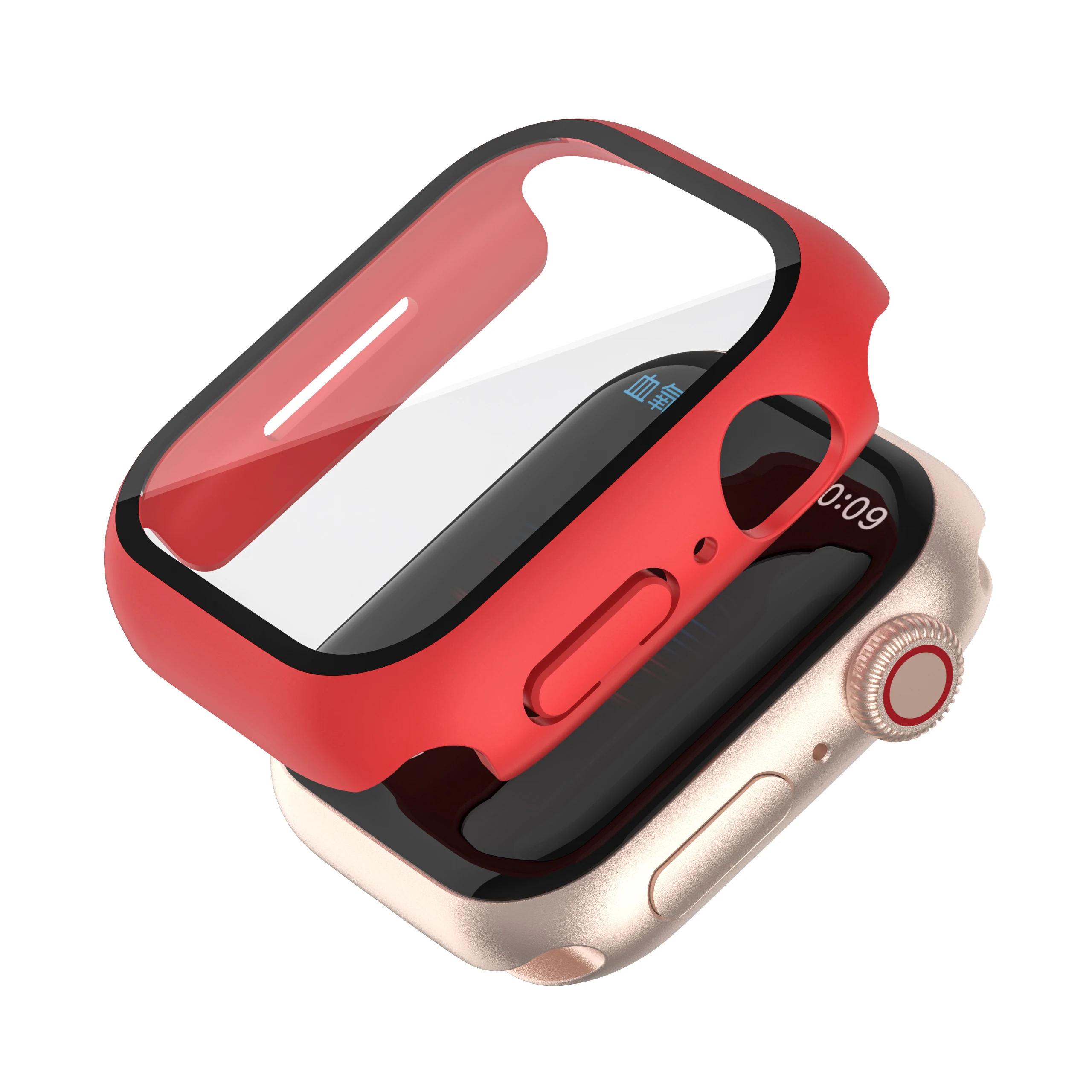 Wholesale Solid Pure Color Oil Coated PC+ Tempered Glass Protective Cover Sleeve Case for Apple Watch Series 7 41mm 45mm