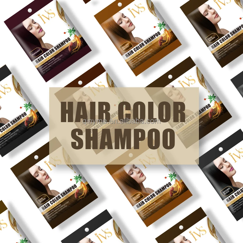 IVS Wholesale OEM Custom Logo Private Label Permanent Natural Ammonia Free Non Allergic Dark Hair Dye Coloring Shampoo Sachet