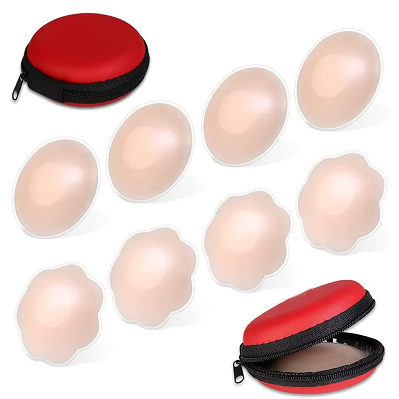 4 Pairs Silicone nipple Pasties Reusable Invisible sticky adhesive silicone nipple Breast Petals cover for women