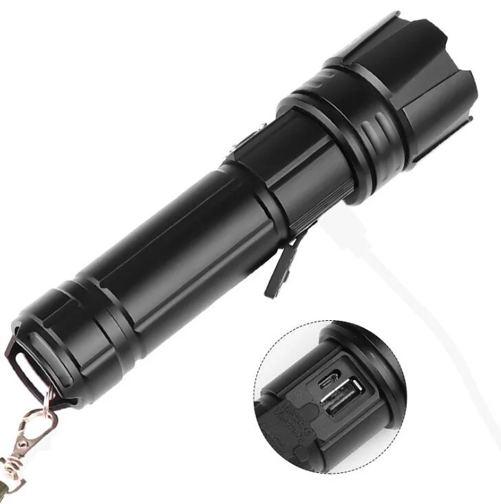 strong power XHP70.2 Zoom Security Flashlight 5 Modes Powerbank flashlight xhp 70 with usb adapter