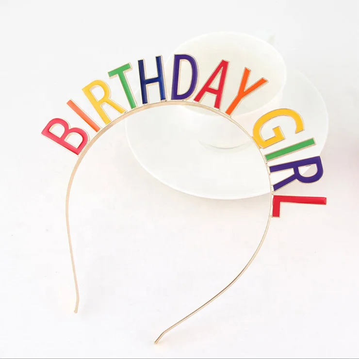 High Quality Wholesale Birthday Hair Accessories Colorful Alloy Queen Tiara Headpiece Headband for Birthday Girl