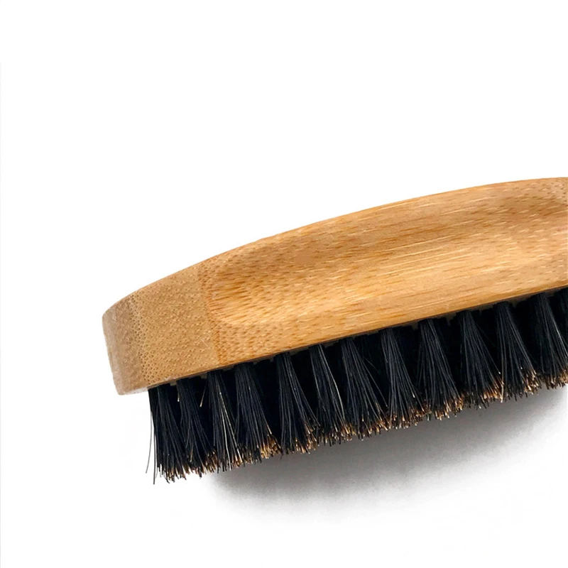 Nature oval bamboo 100% boar bristle hair beard brush
