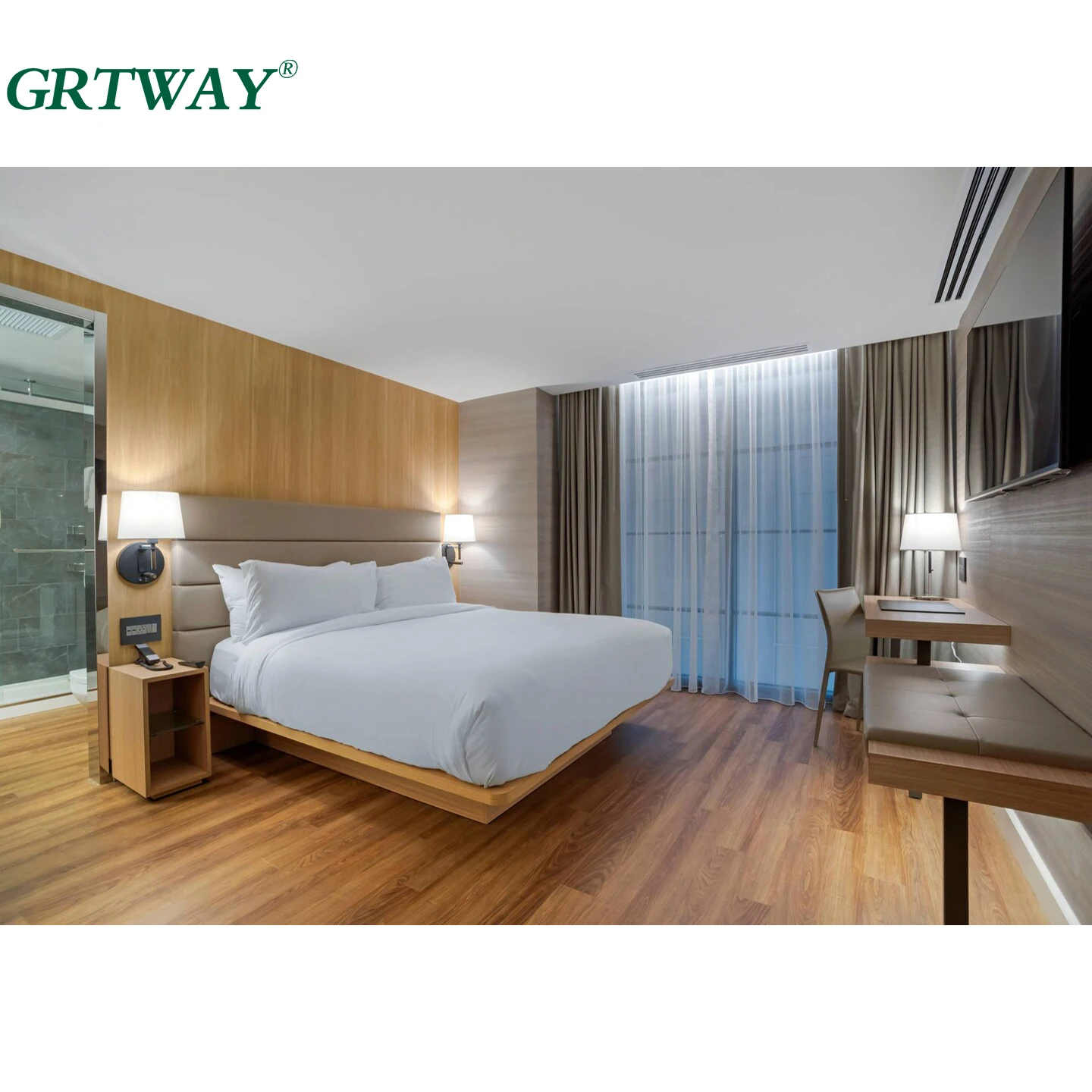 GRT6190 Luxury Leather Upholstered Beds for Bedroom Furniture Sets 5 Star Modern Hotel Furniture