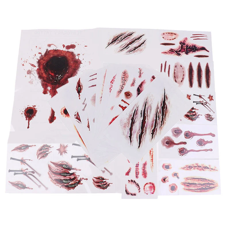 Water Transfer Halloween Bloody Wound Sticker Temporary Scar Spoof Tattoo Sticker Tattoo Sticker For Men