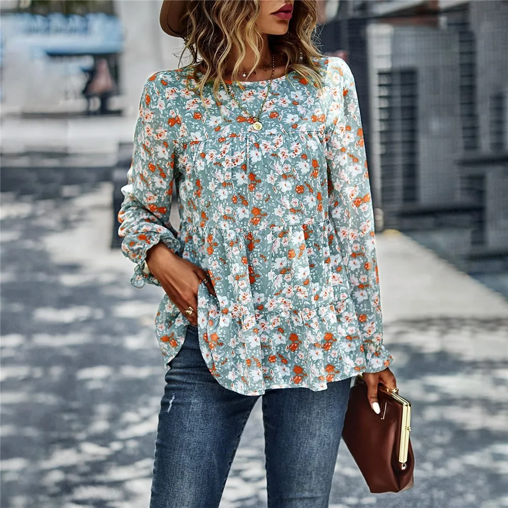 Tops And T Shirt For Women Custom Elegant Long Sleeve Ruffle Women Tops And Blouses