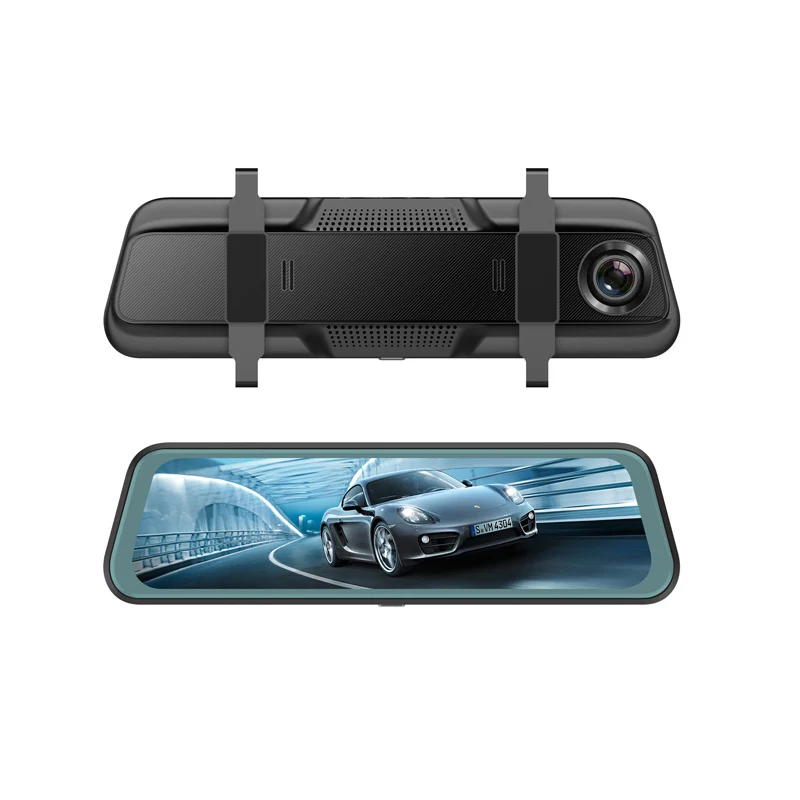 10 inch Touch Screen Rearview Mirror Streaming Video Dual Camera Dash cam 1080P Car DVR