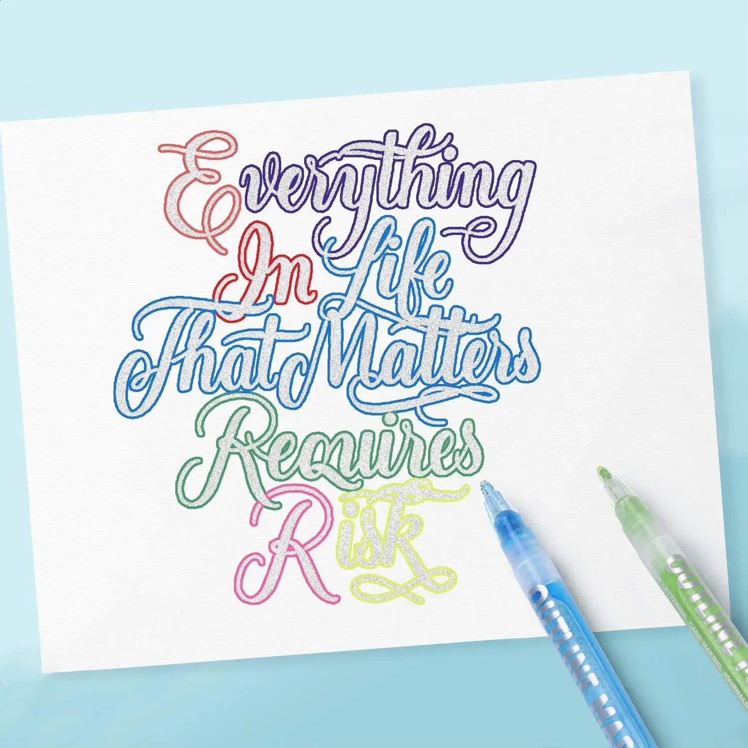 Watercolour Brush Pens Gift Card Writing Drawing Double Line Outline Pen Portable For School DIY Poster Best Coloring