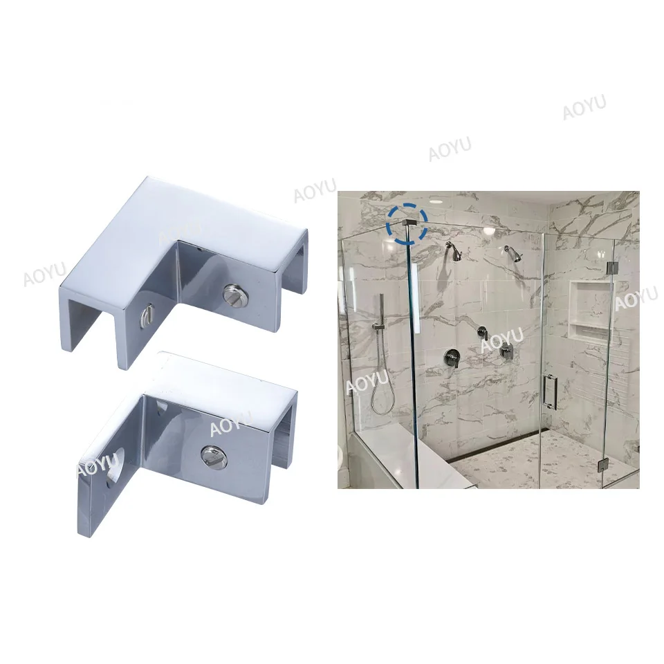 Aoyu Solid stainless steel single hole mirror polishing surface right Angle 90 degree Angle sleeve glass clip