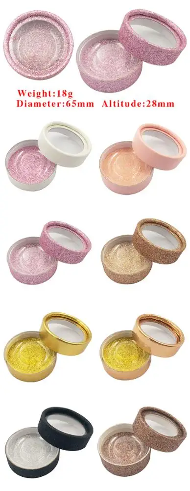 Cheap personalized empty 3d mink eyelash packaging custom eco friendly circle glitter rainbow 25mm silk eyelash packaging