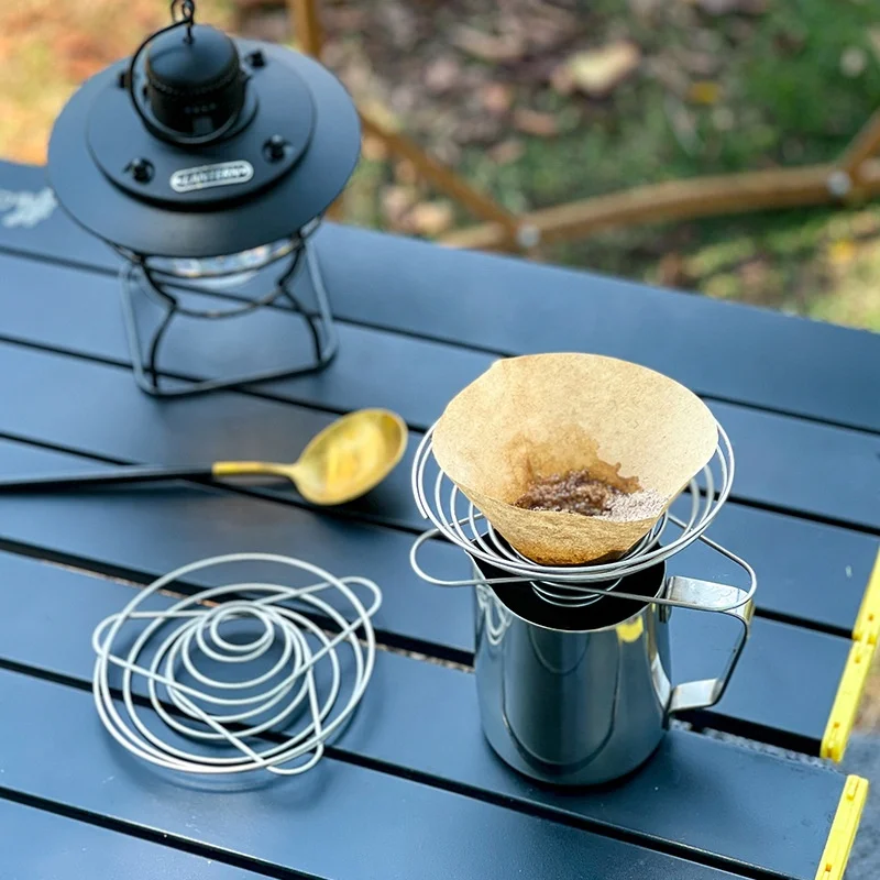 Portable Outdoor Camping Accessories Stainless Steel Reusable Holder Pour Over Filter Basket Drip Foldable Coffee Cone Filter