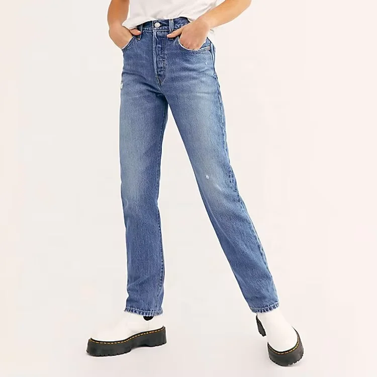 Sustainable oem Autumn and Winter new arrival hemp jeans  waist slim fit fashion oem womens hemp jeans