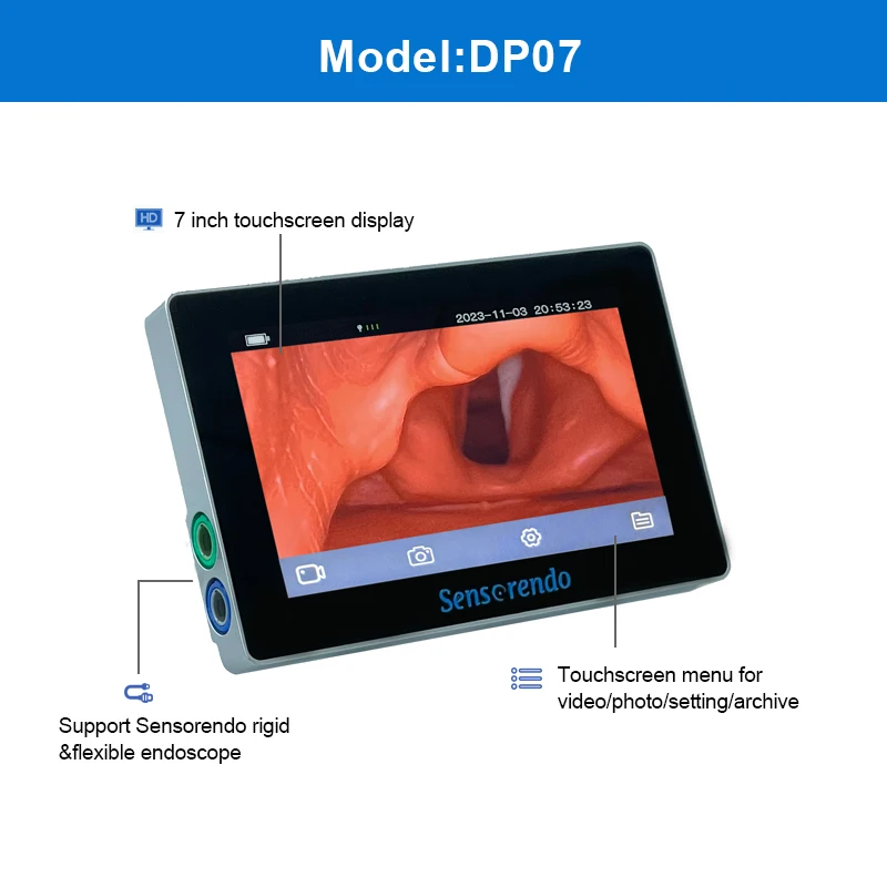Sensorendo 3.1/3.8/5.2/5.8mm 30/60 cm Length  with 7 Inch Touchscreen Display Disposable Flexible Laryngoscope