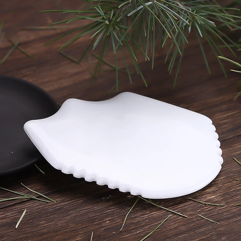 Лучшая цена натуральный белый нефрит гуаша антивозрастной массаж лица двухзубной