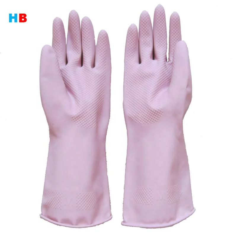 quality Cherry blossom powder household latex gloves kitchen cleaning dish washing  rubber glove latex laundry waterproof gloves