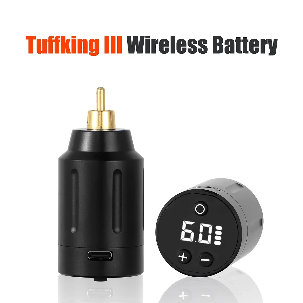 Hot Sale Customize Tuffking RCA Available Wireless Tattoo Battery Power Supply For Tattoo Pen With LED Light Power Support