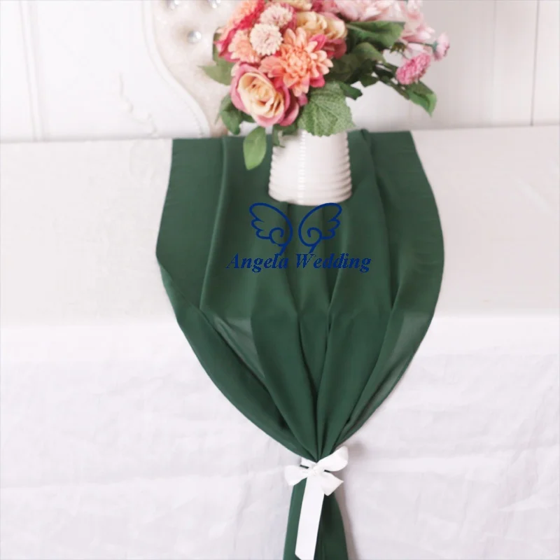 RU013X великолепный, много цветов в наличии, дешевая качественная Свадебная мягкая темно-зеленая лесная зеленая шифоновая скатерть