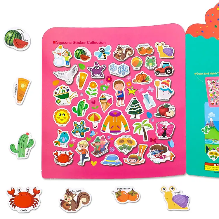 Best Selling Kids Portable Quiet Book Die Cut Stickers Imagination and Creativity Static Sticker Book