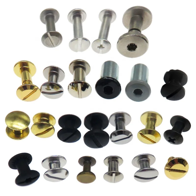 M2 M3 M4 M5 M6 Stainless steel Male And Female Sex Binding Post Screw Account Book black Brass chicago screw belt for Leather