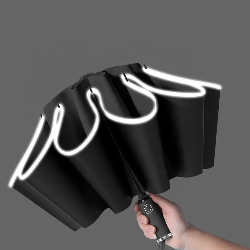 Automatic Open Close Reverse LED Umbrella sunny and rainy windproof sunscreen flashlight lighting umbrella