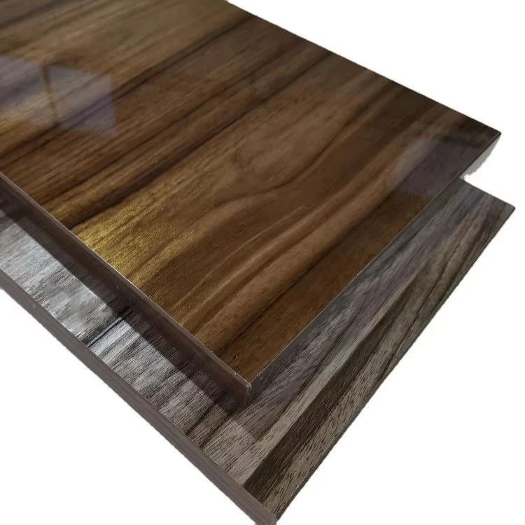 18MM High Glossy Wooden Grain Acrylic Sheet  Faced MDF Board