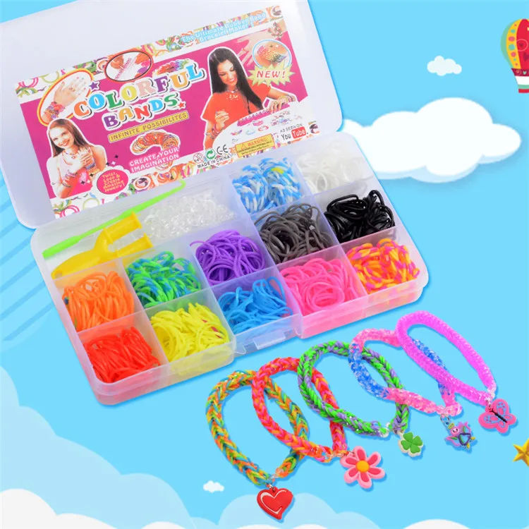 Creative Kids Gift Hot DIY Rubber Bands Bracelet Kit Colorful Diy Jewelry Making Elastic Rubber Bands Kit