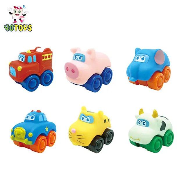 Dongguan Manufacturer Mini Plastic Animal Pig Cow Cat Small Car Toy Set Vehicle for Boys Kids Gift