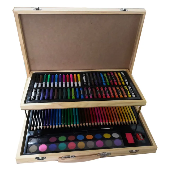 wooden wood 108PCS 108 pcs school art drawing stationery coloring set for kid