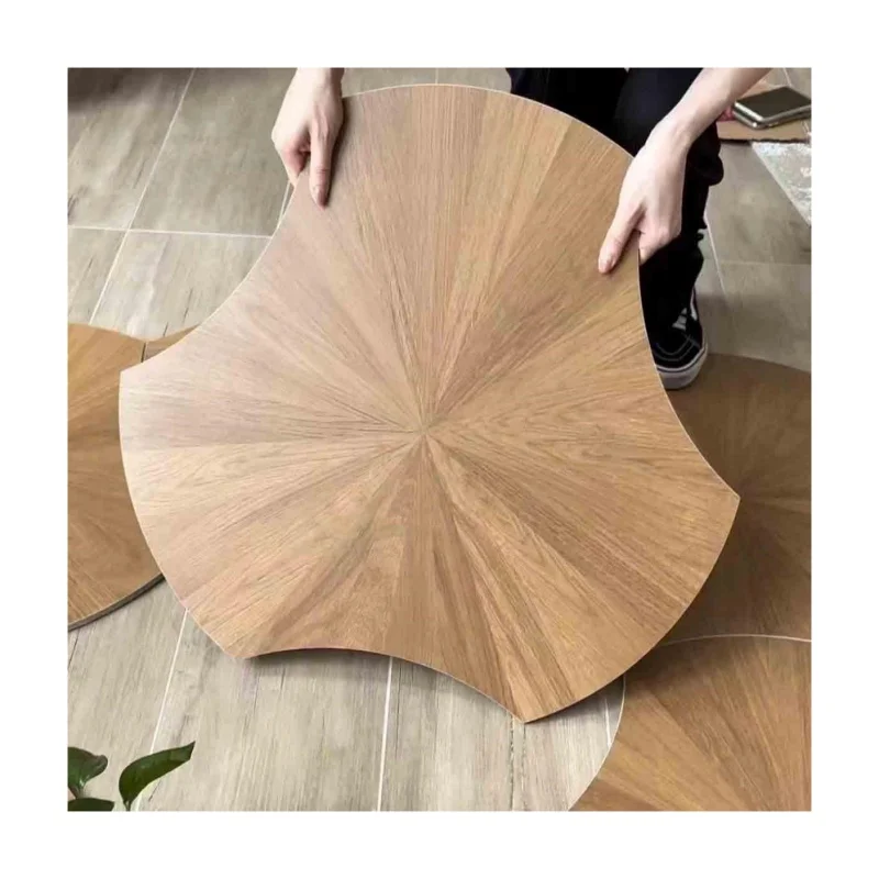 Irregular lotus leaf wood grain ceramic tiles All ceramic zero water absorption 520x600mm imitation wood floor tiles