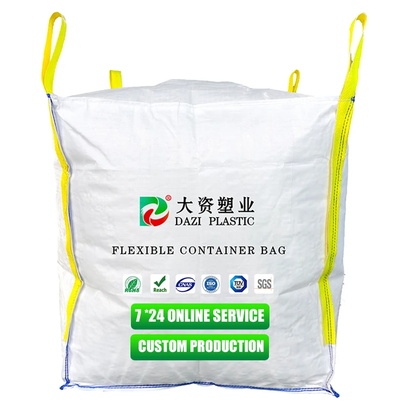FIBC size manufacturer supplier barite empty plastic jumbo bag for sulphur Big bags circular FIBC  1000kg 1200kg 1500kg 2000kg