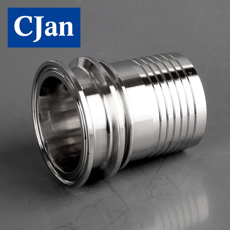 CJan Food/Sanitary Grade Stainless Steel Crimping Tri-clamp Hose Fittings With Neck Barbed Hose Tails Ferrule