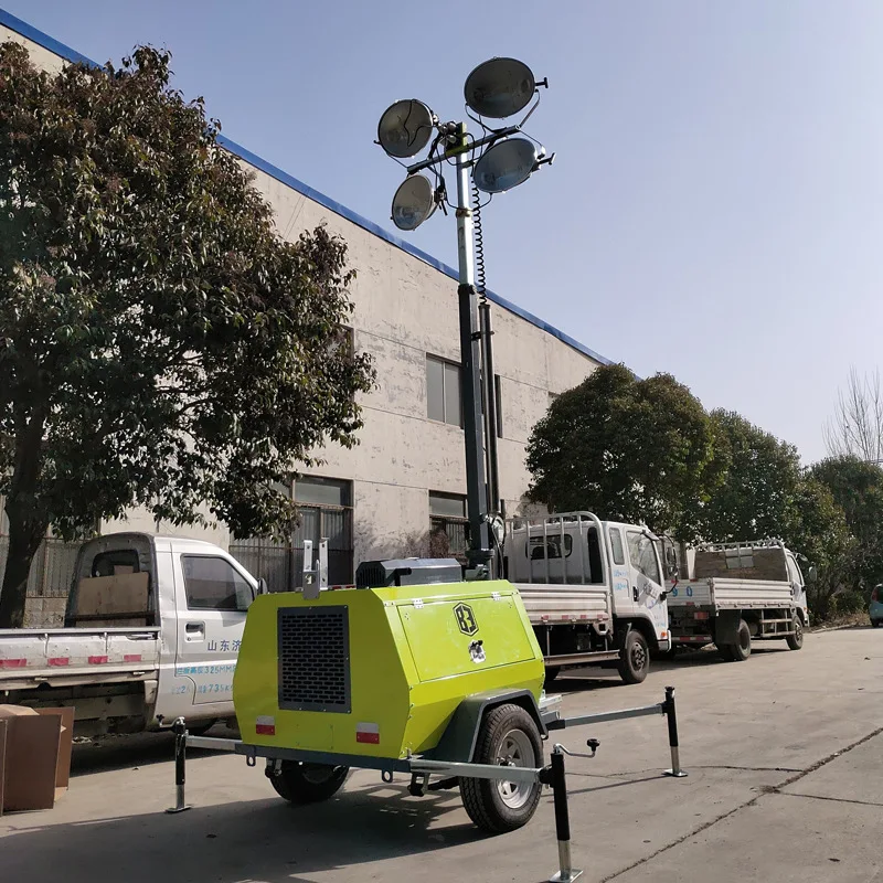 SDBM 9m All-round mobile lighting light tower, gold halide lamp 4000W high-power lifting lighting device