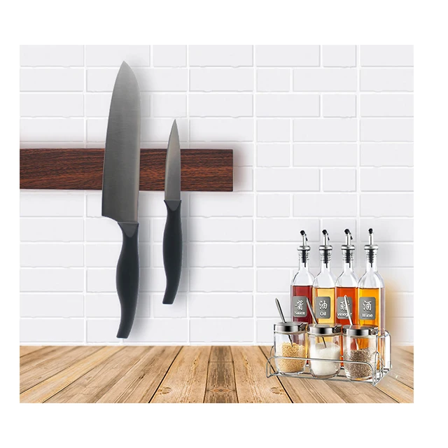 Popular 16 Inch Water Transfer Printing  wooden knife holder Stainless Steel Magnetic Knife Block Magnetic Knife Strip