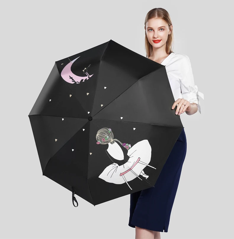 2022 Ok umbrella custom logo windproof sunproof  3 folding manual open umbrella